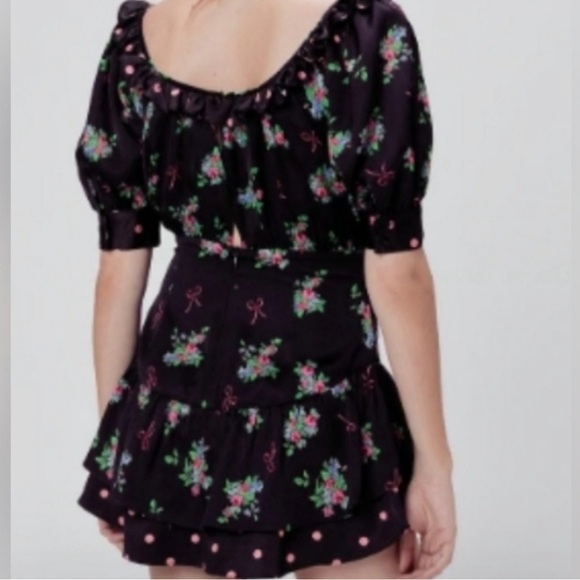 For Love and Lemons Ruffle tiered Wilson black polka dot mini dress Medium - Picture 5 of 5